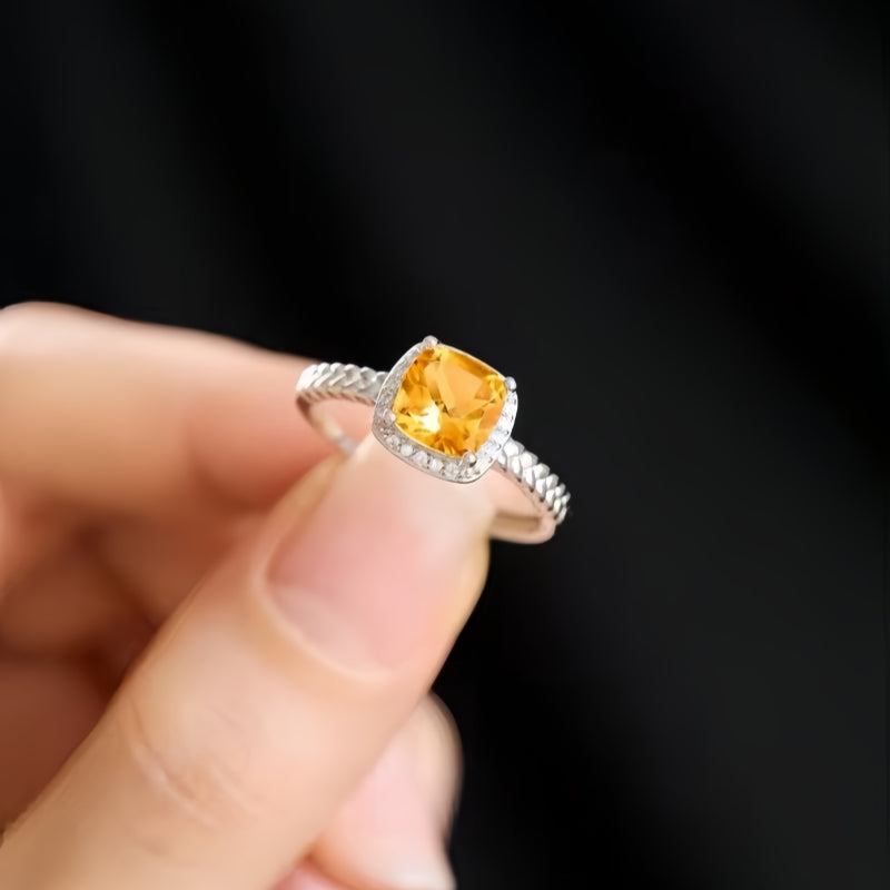 Bague porte-bonheur en citrine naturelle