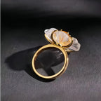 Bague fleur en cristal de citrine naturelle