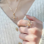 Bague fleur en cristal de citrine naturelle