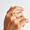Bague fleur en cristal de citrine naturelle