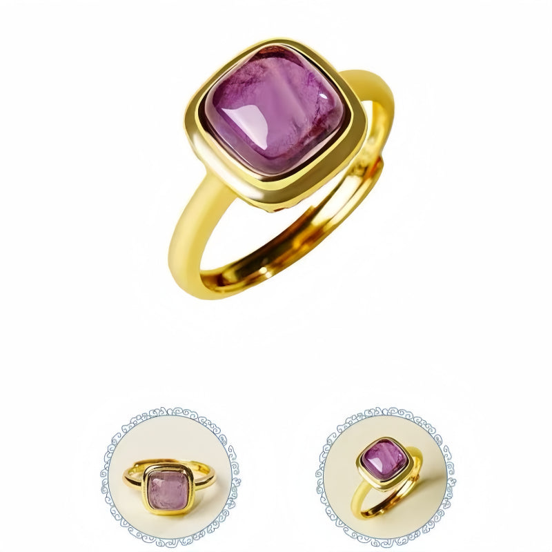 Bague en améthyste naturelle « Paix élégante et Chance »