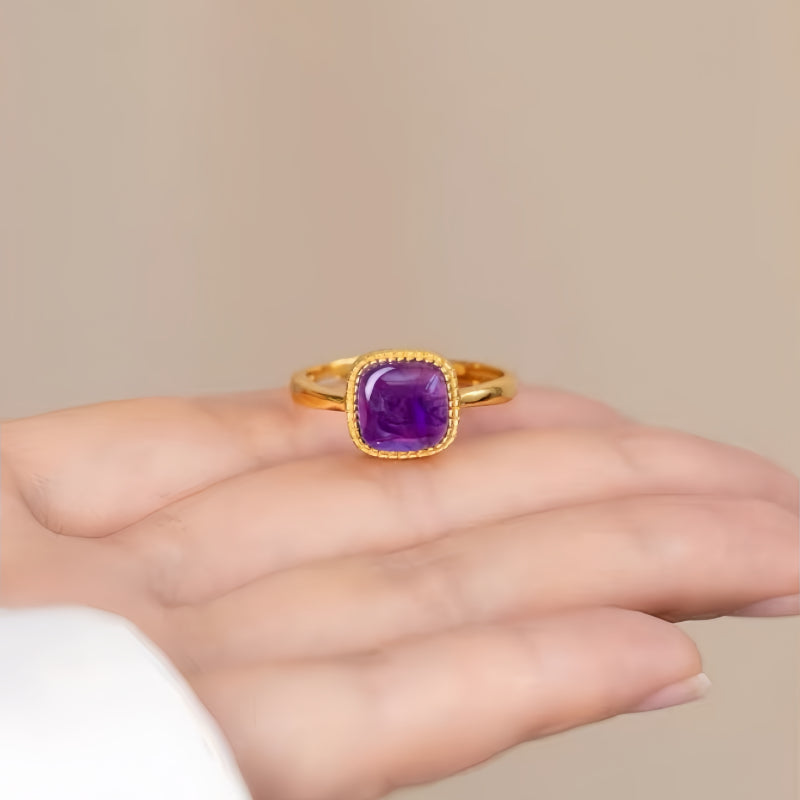 Adjustable Nature Amethyst Luck Ring - Attracts Blessings from All Directions