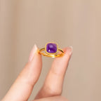 Bague ajustable en améthyste porte-bonheur