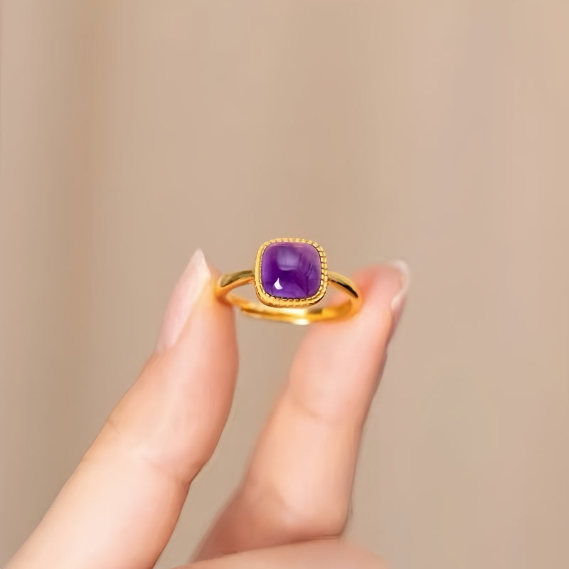 Adjustable Nature Amethyst Luck Ring - Attracts Blessings from All Directions