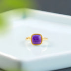 Bague ajustable en améthyste porte-bonheur