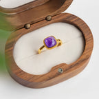Bague ajustable en améthyste porte-bonheur