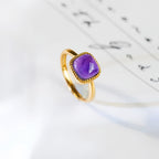 Bague ajustable en améthyste porte-bonheur