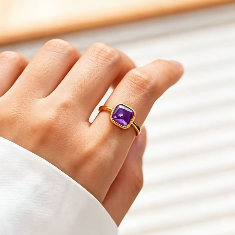 Adjustable Nature Amethyst Luck Ring - Attracts Blessings from All Directions