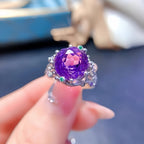 Bague florale en améthyste naturelle