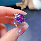 Bague florale en améthyste naturelle
