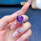 Bague florale en améthyste naturelle