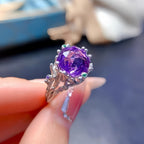 Bague florale en améthyste naturelle