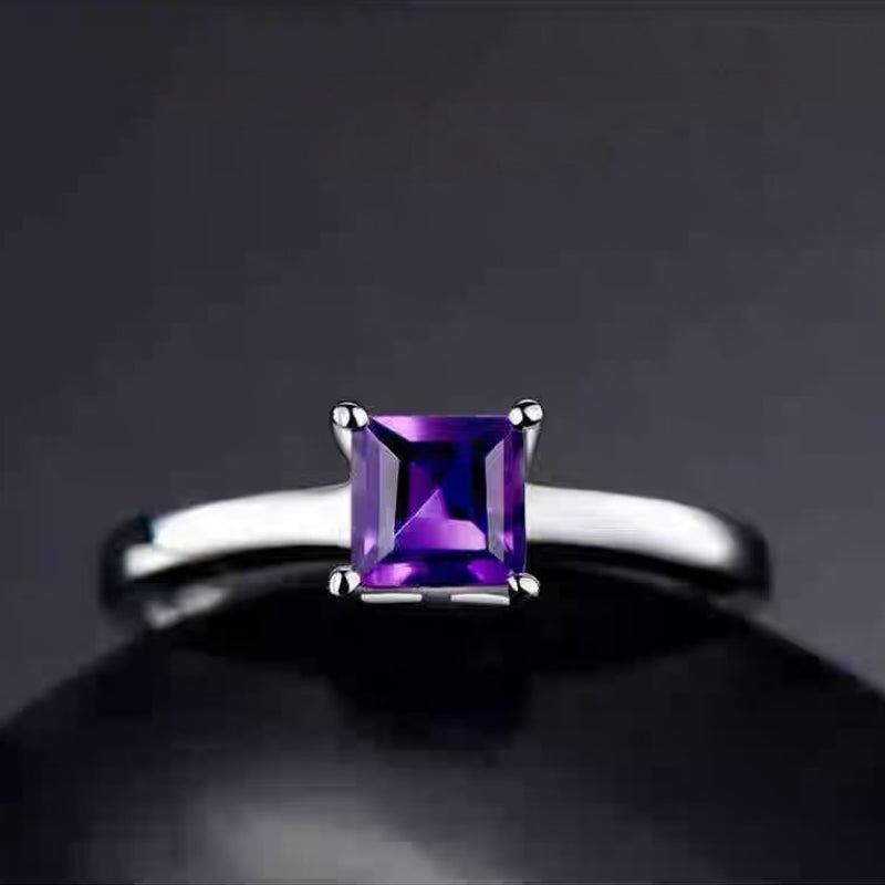 Elegant Princess Natural Amethyst Ring