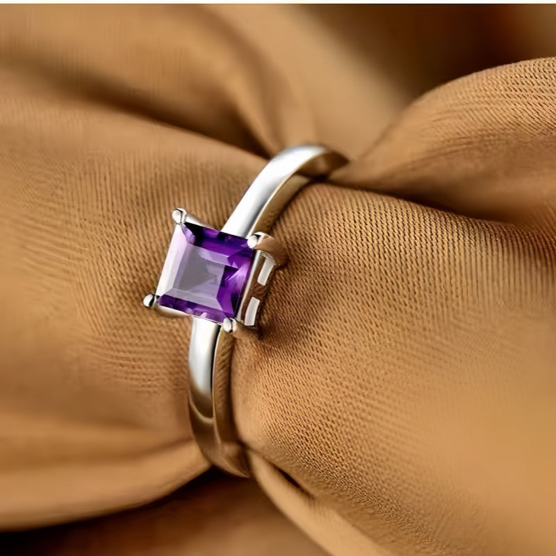 Elegant Princess Natural Amethyst Ring