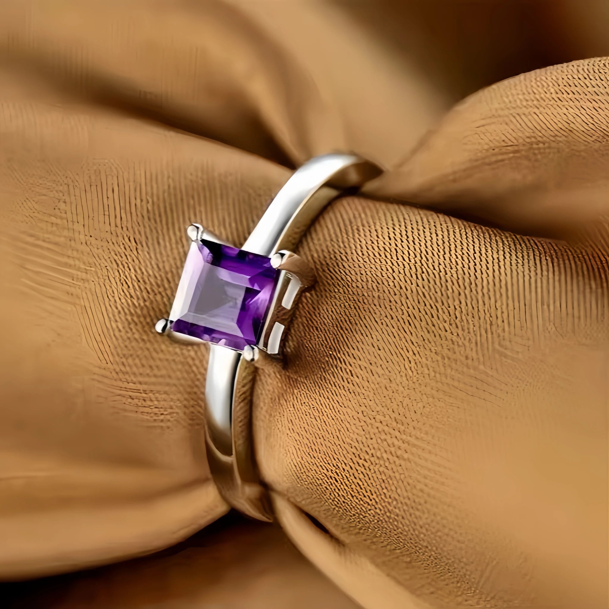 Élégante bague princesse en améthyste naturelle
