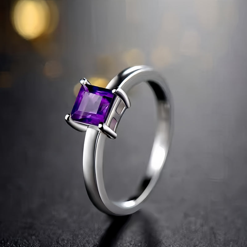 Elegant Princess Natural Amethyst Ring