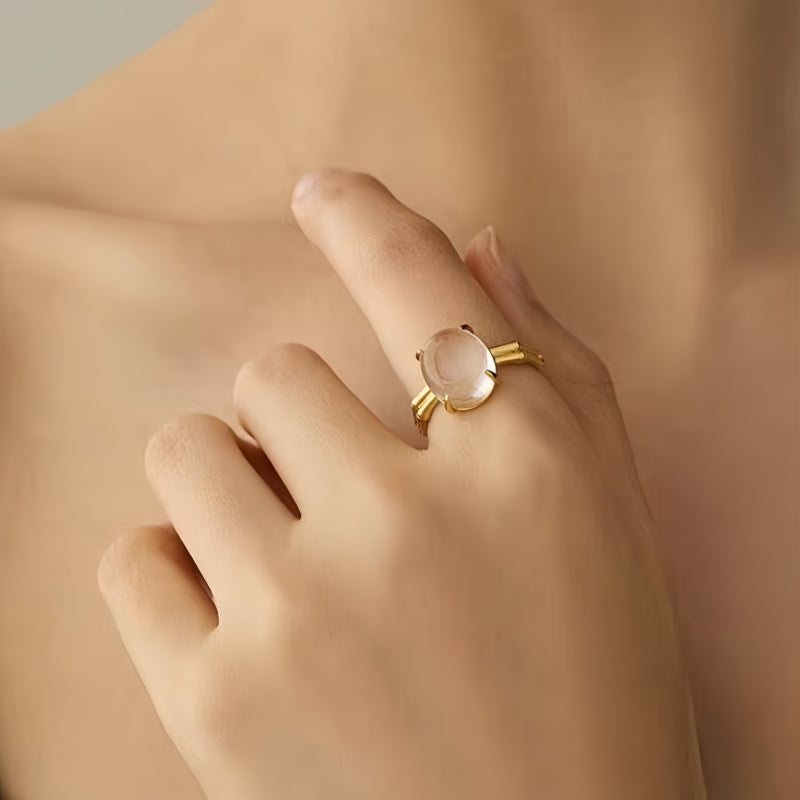 Bamboo Natural Clear Quartz Ring - Positive Energy, Rejuvenate Mind and Body