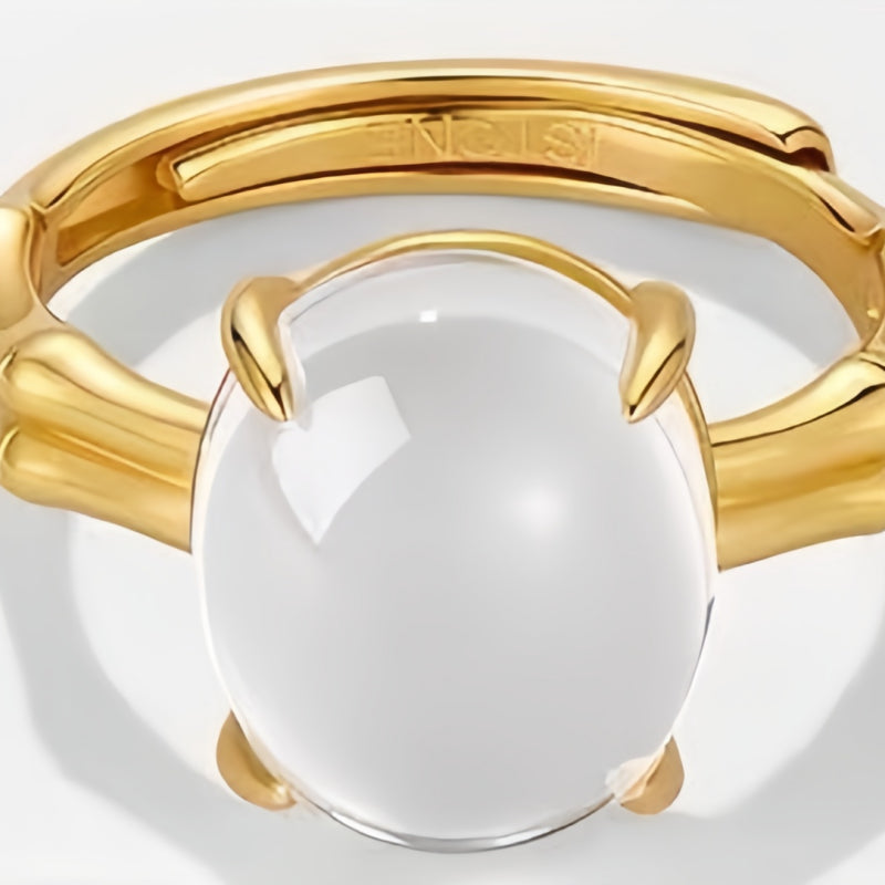Bague Bambou Quartz Clair Naturel Créativité Force