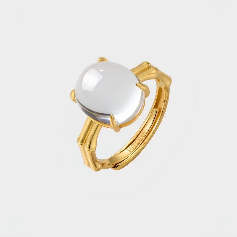 Bague Bambou Quartz Clair Naturel Créativité Force