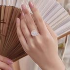Bague ouverte en quartz clair Fleur de prunier