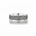 Bague large Œil porte-bonheur – Pierre obsidienne miroir argentée pour la protection spirituelle