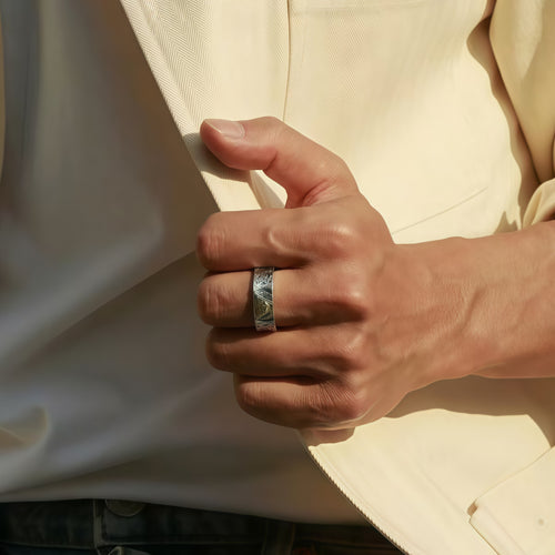 Bague Œil Turc Large pour Homme en Argent – Bloque l'Énergie Négative