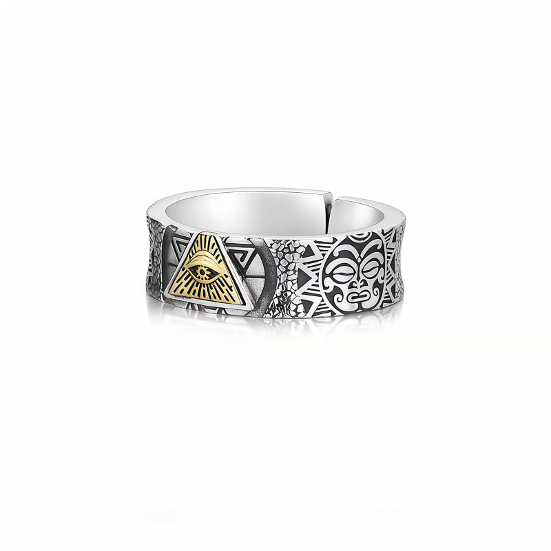 Bague Œil Turc Large pour Homme en Argent – Bloque l'Énergie Négative