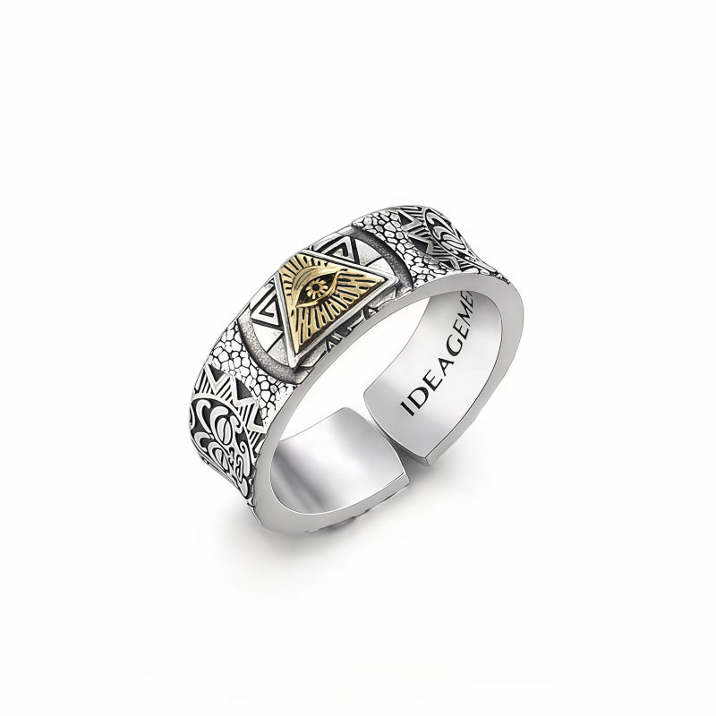 Bague Œil Turc Large pour Homme en Argent – Bloque l'Énergie Négative