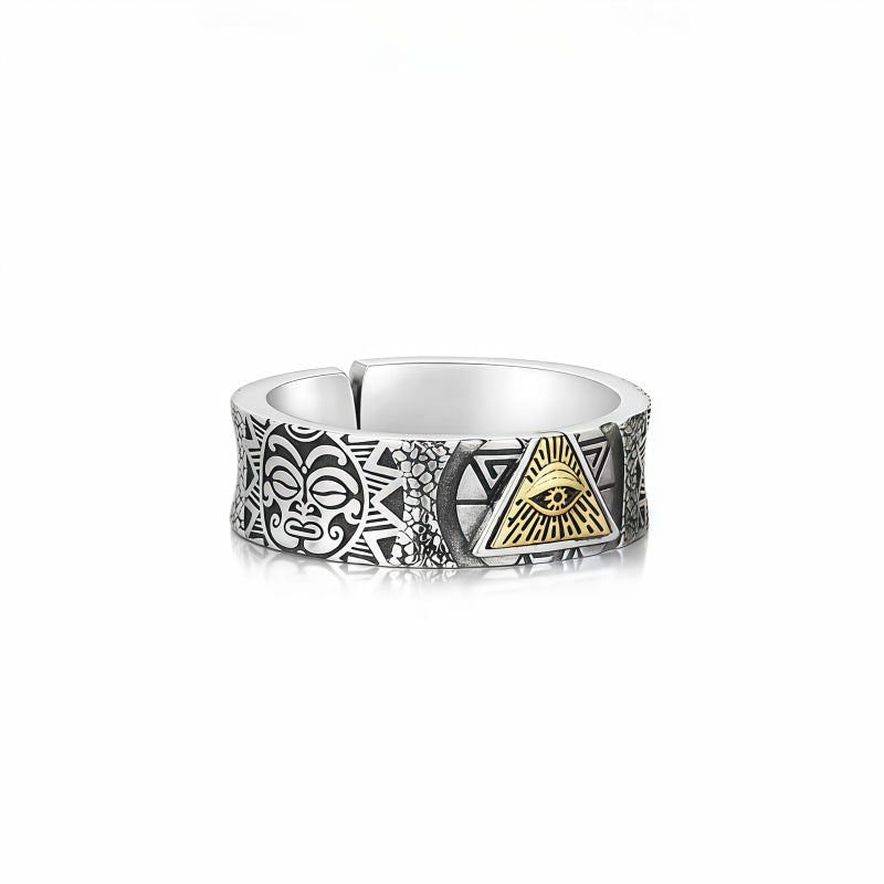Bague Œil Turc Large pour Homme en Argent – Bloque l'Énergie Négative