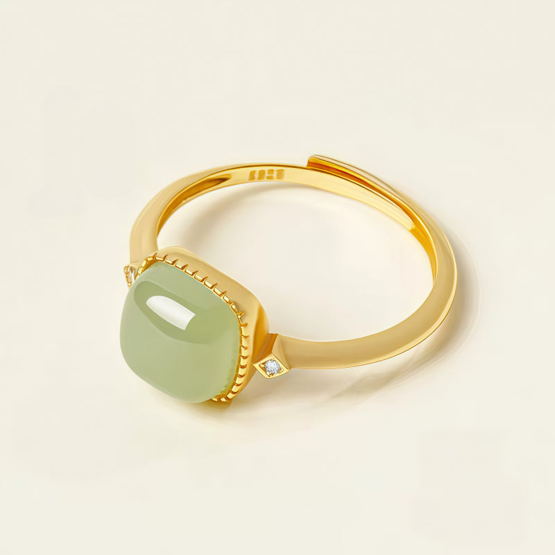 Bague ouverte en jade Hetian – Douce chance, garde intemporelle