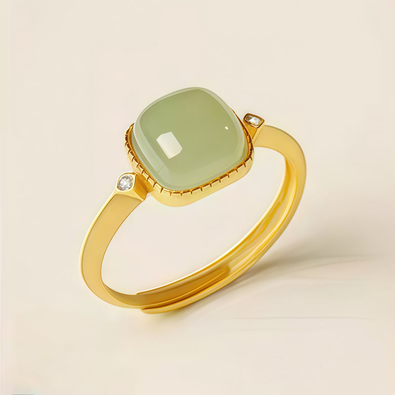 Bague ouverte en jade Hetian – Douce chance, garde intemporelle