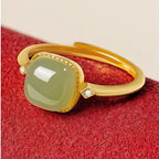 Bague ouverte en jade Hetian – Douce chance, garde intemporelle
