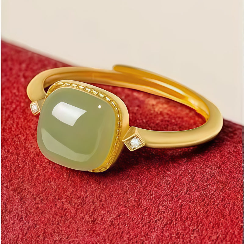 Bague ouverte en jade Hetian – Douce chance, garde intemporelle