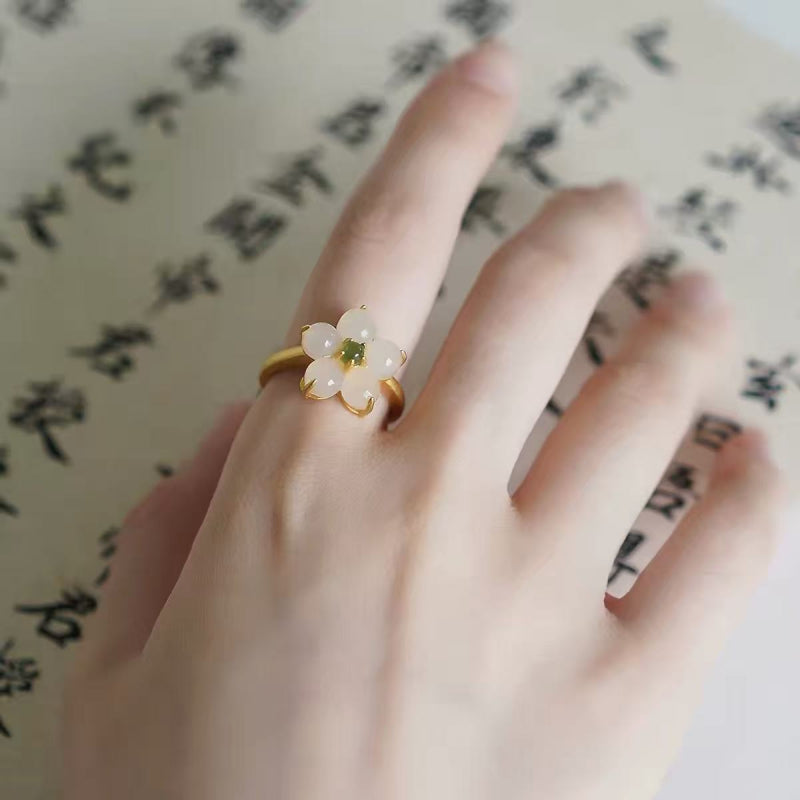 Hotan Jade Plum Blossom Ring – Timeless Luck, Gentle Peace