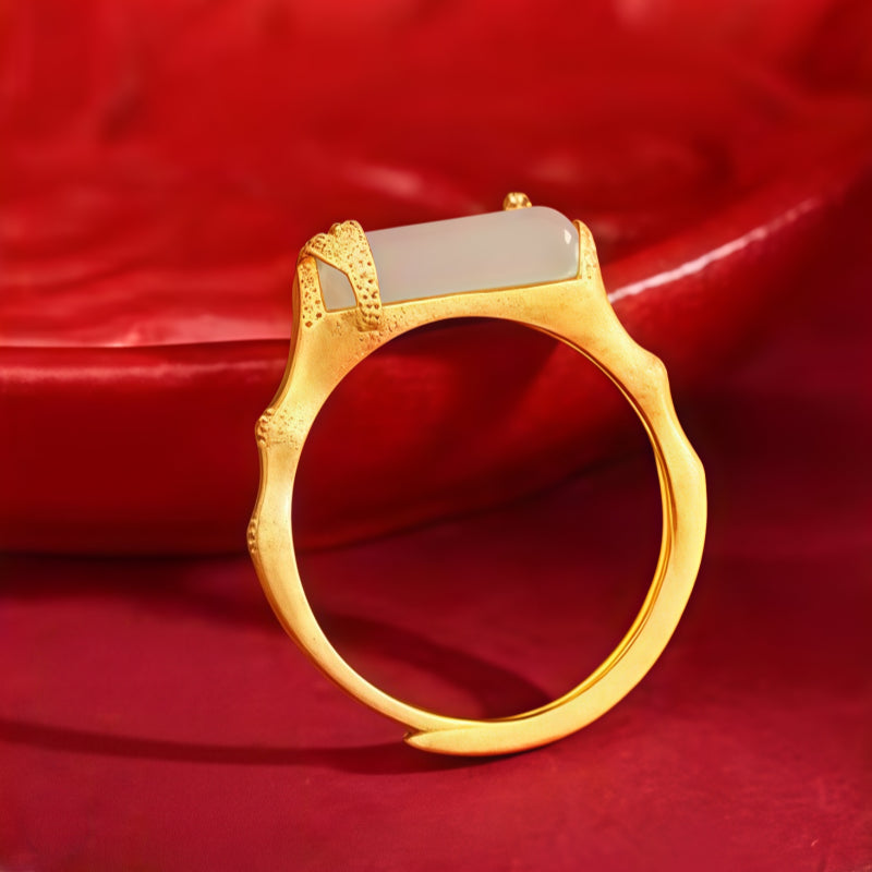Vintage Bamboo Hetian Jade Blessing Ring – Wear Calm, Carry Luck