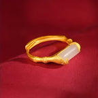 Vintage Bamboo Hetian Jade Blessing Ring – Wear Calm, Carry Luck