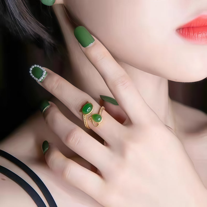 Bague Chat en Jade Hetian Naturel - Pureté & Sagesse & Paix