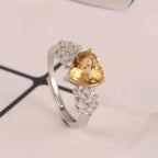 Bague en cristal naturel de citrine Cœur Ensoleillé – Lumière dorée, chance durable