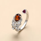 Bague en Citrine Naturelle Plume de Phénix - Attire la Richesse, Gardien de Fortune