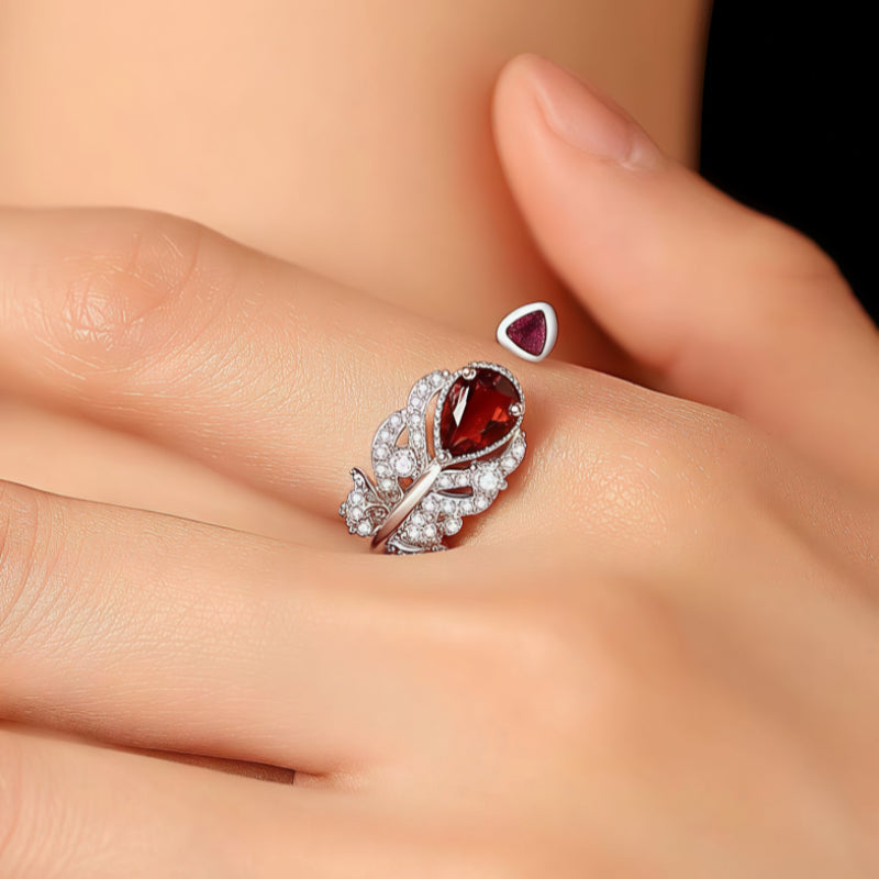 Bague en Citrine Naturelle Plume de Phénix - Attire la Richesse, Gardien de Fortune