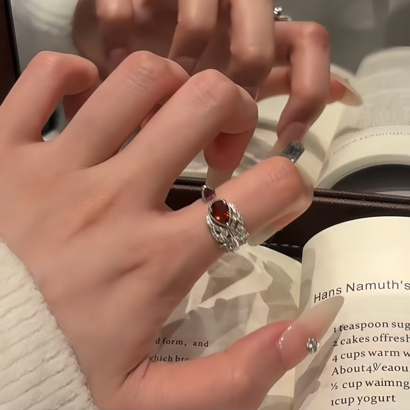 Bague en Citrine Naturelle Plume de Phénix - Attire la Richesse, Gardien de Fortune