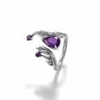 Bague en améthyste Larme d'Ange Déchu - Énergie calme, Chance tranquille