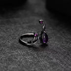 Bague en améthyste Larme d'Ange Déchu - Énergie calme, Chance tranquille