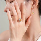 Bague Tournesol Citrine Naturelle – Portez la Fortune, Attirez la Richesse
