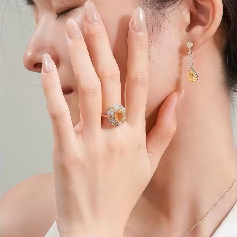 Natural Citrine Sunflower Ring – Wear Fortune, Attract Wealth