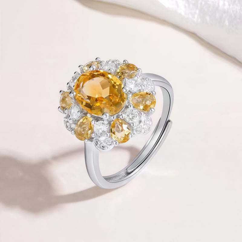 Natural Citrine Sunflower Ring – Wear Fortune, Attract Wealth