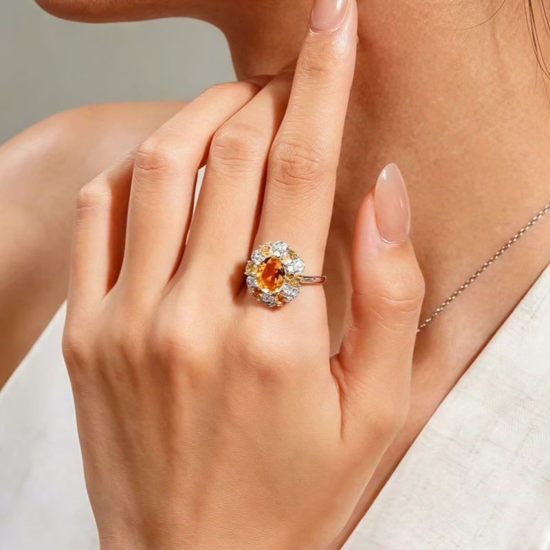 Natural Citrine Sunflower Ring – Wear Fortune, Attract Wealth