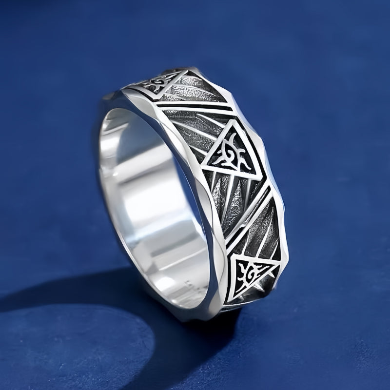 Wide Band Silver Obsidian Evil Eye Ring For Men – Protection & Luck