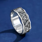 Wide Band Silver Obsidian Evil Eye Ring For Men – Protection & Luck