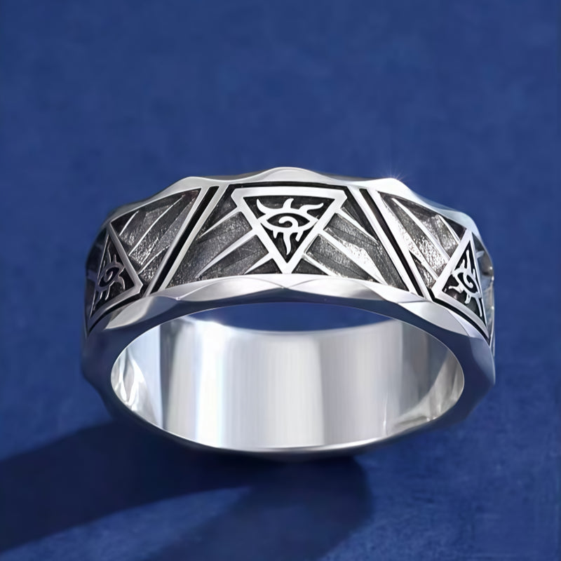 Wide Band Silver Obsidian Evil Eye Ring For Men – Protection & Luck